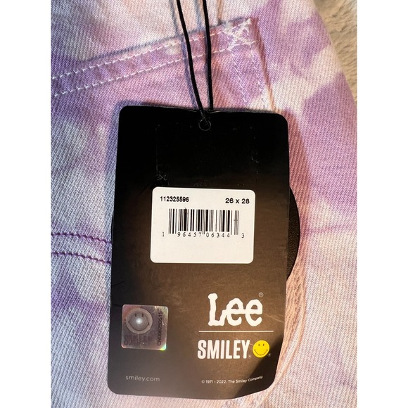 Lee Purple Tie Dye High Waist Crop Boot Cut Jeans 26 x 28 Raw Edge at Ankle - Picture 16 of 17